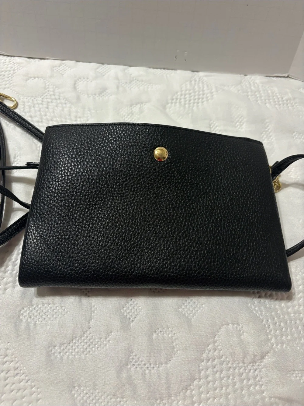 Nanette Lepore Black Pebbled Leather Crossbody with Gold Hardware